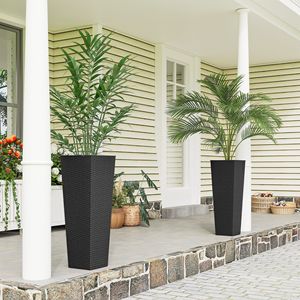 Set di 2 Vasi per Fiori in Metallo Smaltato Nero con Fori di Drenaggio, Alti 32 Pollici, Fioriere da Esterno per Hotel - Product Image 2