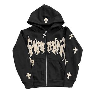 Sudaderas personalizadas para mujer Venta al por mayor Puff Printing Streetwear French Terry Hood Plain Zip Cotton Regular Fit Front Logo Position - Product Image 1