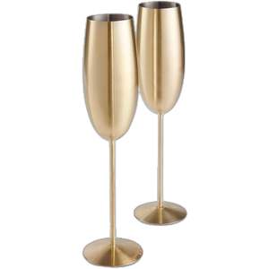 Juego de Copas de Champán de Metal Dorado de Lujo, Copas de Vino de Acero Inoxidable, Elegantes Copas para Brindis en Bodas y Fiestas - Product Image 1
