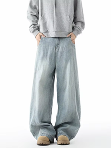 Pantalones vaqueros negros transpirables de cintura media para hombre, estilo americano, corte recto, holgados, estilo vintage, informales, para primavera y otoño - Product Image 3