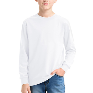 Camisetas Escolares de Manga Larga para Niños, Color Negro, Algodón y Elastano, Estilo Básico, Tejido de Punto - Product Image 5