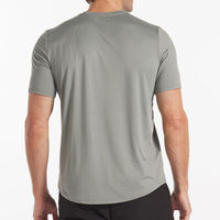Herenshirt, grijs, korte mouwen, O-hals, sneldrogend, slim fit, effen kleur, gebreid polyester, casual wear