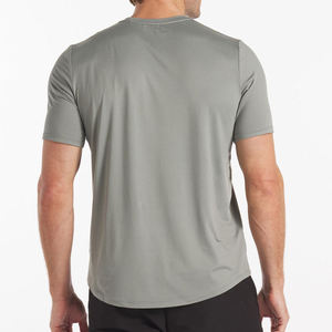 Camiseta de Manga Corta para Hombre, Cuello Redondo, Secado Rápido, Corte Ajustado, Color Gris Sólido, Tejido de Poliéster, Estilo Casual - Product Image 2