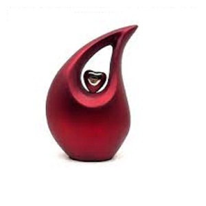 Glossy <b>Red</b> Adult Teardrop Brass Eco-Friendly Handmade Cremation Urns Personalized Memorial Ashes Keepsake Golden Heart Jars - Product Image 1