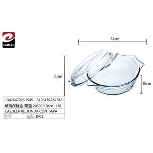 CAZUELA REDONDA CON TAPA Contenant alimentaire en verre avec couvercle 24*20*10cm - Product Image 3
