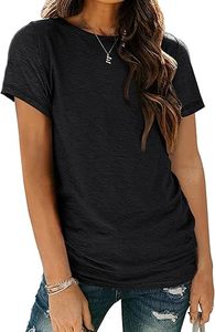 T-shirt basique à manches courtes pour femme, col rond, décontracté, pour le printemps et l'été, à porter au quotidien - Vente en gros - Product Image 2