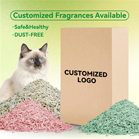 Litière pour chat à base de plantes, agglomérante, jetable dans les toilettes, faible teneur en poussière, contrôle naturel des odeurs, écologique, biodégradable, légère, emballage personnalisé