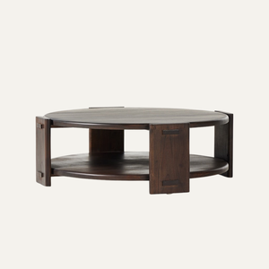Mesa de Centro de Madera de Teca Sólida de Lujo, Diseño Redondo para Muebles de Sala de Estar - Product Image 1