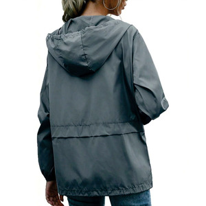 OEM Women's Grey Hooded Rain <b>Jacket</b> <b>Lightweight</b> Casual Windbreaker Custom Logo Outerwear Wholesale Flap Pockets <b>jacket</b> for men - Product Image 2