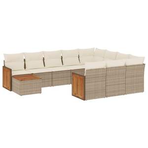 Ensemble de canapés de jardin beige en rotin PE avec coussins imperméables, design contemporain - Product Image 5