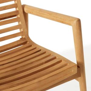 Sillón de Madera de Teca Sólida de Primera Calidad con Cojín Gris – Elegante Silla de Comedor para Restaurante, Cafetería y Patio - Product Image 6