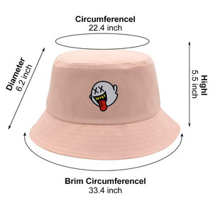 Chapeau Bob Noir avec Broderie Fantôme sur le Panneau Avant, Unisexe, Style Casual Printemps-Été, Taille Adulte 56-58CM, Matière Toile - Product Image 2