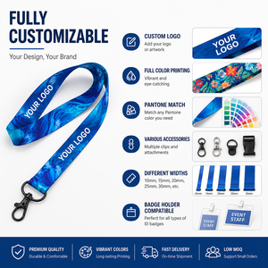 Custom Neck Strap with Logo <b>Polyester</b> Sublimation ID Badge <b>Lanyard</b> for Event Conference Trade Show OEM Manufacturer - Product Image 4
