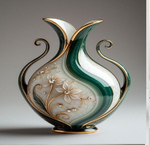 Vase en céramique d'artisanat artisanal en terre cuite avec motifs de plumes de paon peints à la main. Disponible à prix de gros. - Product Image 4