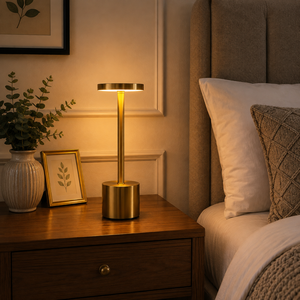Lámpara de Mesa LED Moderna Dorada |   Lámpara de Escritorio Metálica Inalámbrica Recargable con Control Táctil, 2000mAh, 8 Horas de Duración, Decoración de Lujo para el Hogar y la Oficina - Product Image 2
