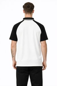 <b>Men</b>’s <b>White</b> and Black Contrast Polo T <b>Shirt</b> – Premium Cotton Blend Regular Fit <b>Short</b> <b>Sleeve</b> Polo with Soft Breathable Fabric - Product Image 3