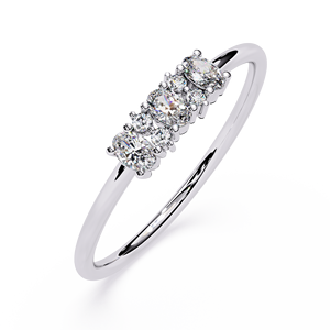 แหวนหมั้นและแหวนแต่งงานเพชรทรงรีและทรงกลมแบบมินิมอล ทองคำขาว 14K สำหรับผู้หญิง - Product Image 6