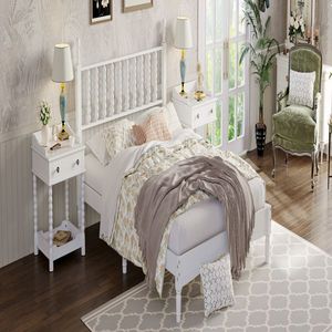 Letto matrimoniale in legno stile retrò con testiera a forma di zucca, finitura noce e supporto a doghe in legno - Product Image 6