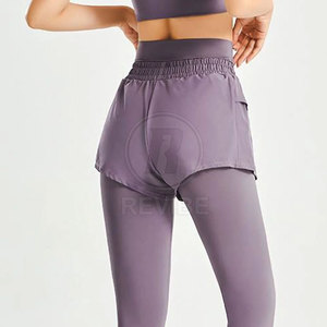 Leggings de yoga en polyester et coton tricoté 2-en-1, respirants, décontractés, fabriqués en usine, best-sellers - Product Image 6