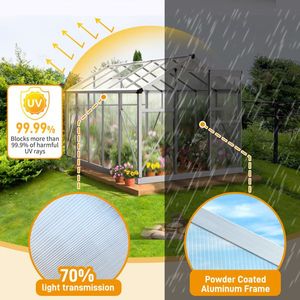 6x10ft Hybrid Polycarbonate Silver Garden Greenhouse & Room Product Category - Product Image 5