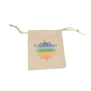 LOW MOQ Cotton Drawstring Pouch <b>Flo</b> Wer of Life Printed Bag with Printed Design Handmade Crafts - Product Image 2