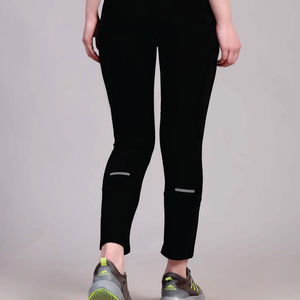 Pantalones Deportivos Largos de Punto Azul para Mujer, con Bolsillos, Transpirables, de Secado Rápido, Cintura Alta Elástica, Color Sólido, Corte Regular - Product Image 4