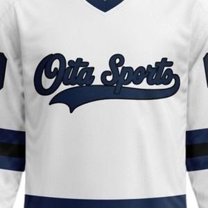 Men White Navy Sublimated <b>Ice</b> Hockey V Neck Striped Jersey Polyester Sports Shirt Team Wear Match Training Athletic Apparel - Product Image 5