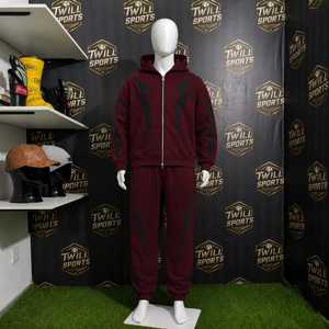 Sudadera con Capucha y Cremallera para Hombre, Color Granate, de Algodón, con Diseño Estampado en Silicona Negra, Lavado Ácido, Bolsillo Delantero, Corte Regular, Ropa Casual de Invierno - Product Image 5