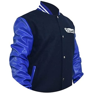MS Men's Customized Embroidery <b>Sticker</b> Wool Body With Cow Hide Leather Sleeves Letterman Jacket - Product Image 3