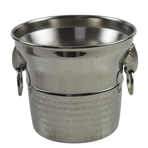 Seau à vin en acier inoxydable argenté, fond martelé, poignées latérales, seau à champagne et refroidisseur de glace, vente en gros - Product Image 1