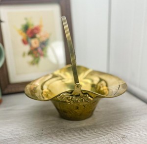 Cesta de Latón Vintage con Asa, Frutero de Metal, Decoración para el Hogar - Product Image 2