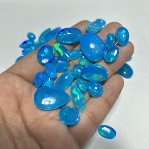 Opale bleue naturelle d'Éthiopie Welo, taille coussin et ovale, qualité supérieure, jeu de couleurs, pour la fabrication de bijoux - Product Image 4