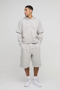Conjuntos Deportivos Cortos para Hombre 2026, Conjuntos de Verano Personalizados Unisex de Algodón, Conjunto de Dos Piezas con Sudadera de Doble Capa y Pantalones Cortos - Product Image 4