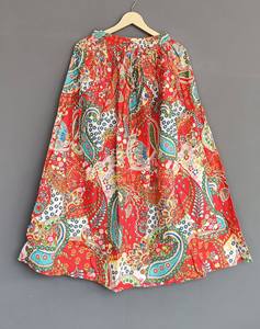Jupe portefeuille bohème en coton pour femme – Longueur maxi faite à la main, imprimé floral coloré, respirante, grandes tailles - Product Image 4