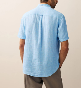 เสื้อเชิ้ตแขนสั้นผู้ชายขายดี ผลิตตามแบบ OEM ปักโลโก้ได้ คอปกมาตรฐาน ผ้าลินินผสม 100% ผ้าฝ้าย สไตล์ลำลอง แฟชั่น - Product Image 5