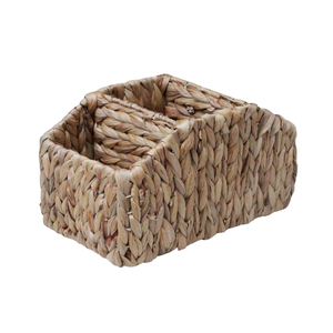 Bandeja de cubiertos tejida de jacinto de agua de color natural, tamaño personalizable, organizador de utensilios para cocina, vajilla y artículos de mesa. - Product Image 2