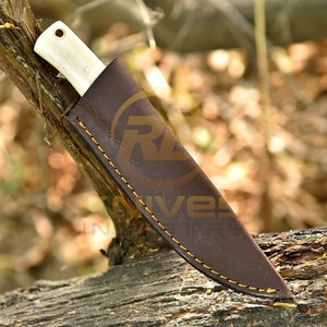 Cuchillo de Caza y Camping de Acero de Damasco con Hoja Fija, Punta Caída, Mango de Hueso, Borde Recto, Personalizable ODM, Garantía de 3 Años - Product Image 2