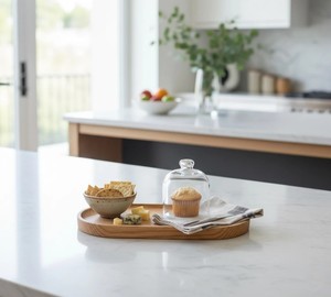 Plateau de service ovale en bois massif, design classique, fait main, durable, écologique, pour plats et assiettes - Product Image 3