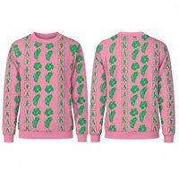 Sweat-shirt unisexe à col rond brodé rose et vert Alpha, pull décontracté en molleton tricoté, écologique et personnalisable