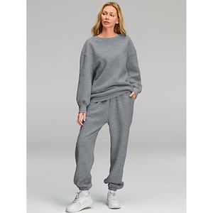 Conjunto de Sudadera con Capucha y Pantalones Deportivos de Pierna Recta para Mujer, Ropa Casual Cálida de Invierno, Mezcla de Algodón Suave - Product Image 4
