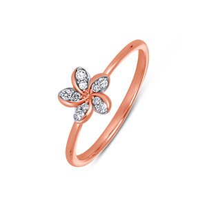 Elite Gold Ring with Diamond-<b>Studded</b> Leaf Motif Round Cut Cluster, 0.35 Ct, Premium Wholesale Engagement Line - Product Image 1