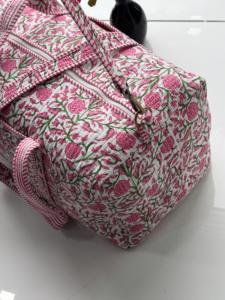 Indian Cotton Duffle <b>Bag</b> Women Quilted Floral Bohemian Block Print Perfect Summer Winter <b>Beach</b> Travel Handmade Vintage <b>Bag</b> - Product Image 5