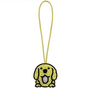 Porte-clés et breloques de poignet vintage faits main, ornés de strass, multicolores, avec initiale en lettre alphabet, couleur jaune et noir, style 'Dog', pour fête - Product Image 1