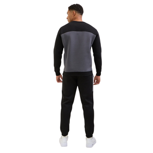 Mens Black Crew Neck Tracksuit Casual <b>Athletic</b> Gymwear Sweatshirt and Jogger Set Winter Sports Activewear Streetwear Comfortable - Product Image 2