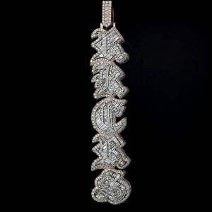 ขายดีจี้เงินคุณภาพดีสีเงิน925ชิ้นสไตล์ฮิปฮอปดีไซน์3D ที่กำหนดชื่อเองเครื่องประดับตัวอักษรพร้อมเพชรโมอิสซาไนต์ - Product Image 1