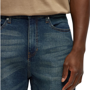 Shorts en jean bleu foncé pour homme, coupe droite, respirant, en coton délavé, longueur genou, décontracté, streetwear d'été, confortable - Product Image 3