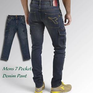 กางเกงยีนส์ขาสั้นสำหรับผู้ชายกางเกงยีนส์มีกระเป๋า7กระเป๋าผ้าสแปนเด็กซ์ผ้ายืดสีฟ้าสำหรับฤดูร้อนขายส่งทุกขนาด - Product Image 2