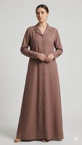 Abaya en satin de soie faite à la main pour femme, coupe modeste, ourlet évasé, longueur ras du sol, manches longues, légère, infroissable, collection Printemps - Product Image 4