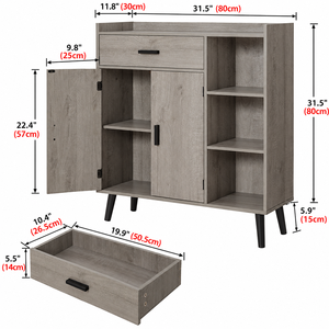 Mueble de Almacenamiento Independiente con Cajón y Estantes Abiertos - Product Image 5