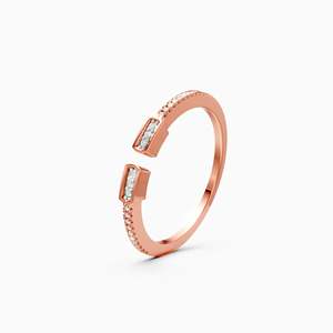 Bague de fiançailles en diamant naturel taille brillant platine avec pierres latérales baguette, classique, certifiée par un tiers, bijoux en argent pour femme - Product Image 2
